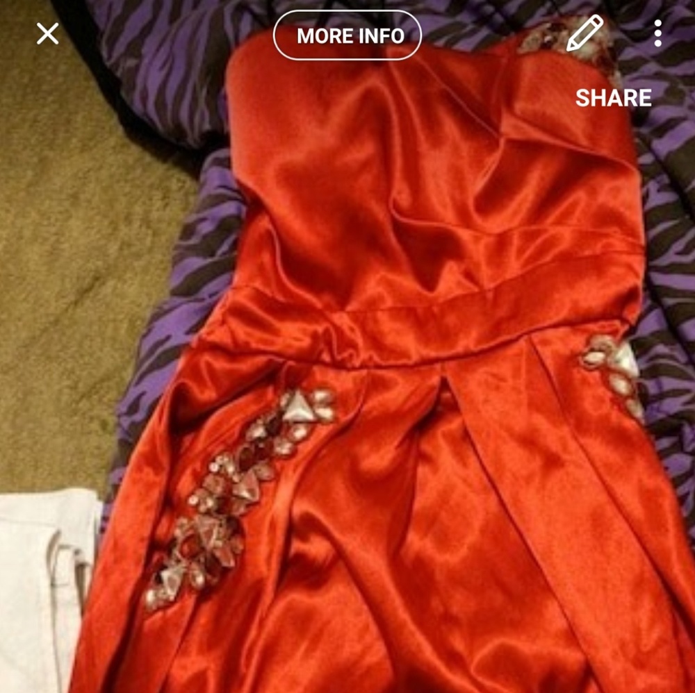 Red silky dress